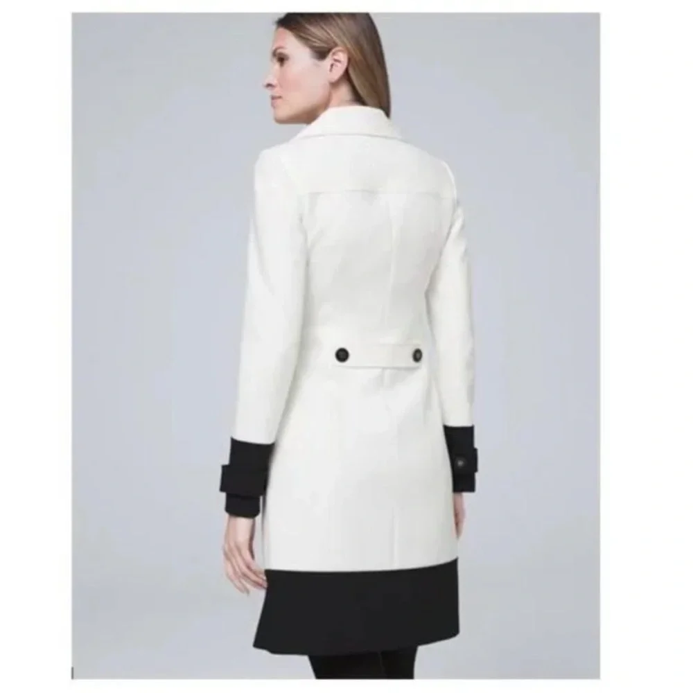 WHBM Black and White Double-Breasted Coat - Picture 2 of 5